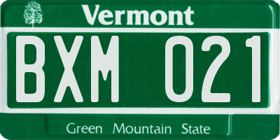 VT license plate BXM021