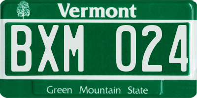 VT license plate BXM024