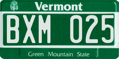 VT license plate BXM025