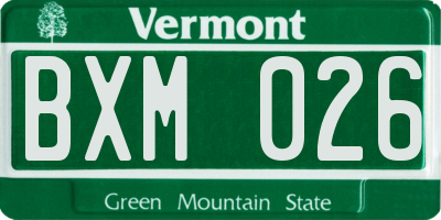 VT license plate BXM026