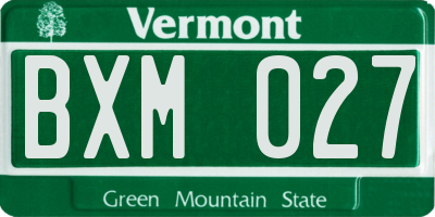 VT license plate BXM027