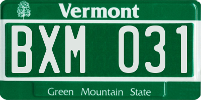VT license plate BXM031