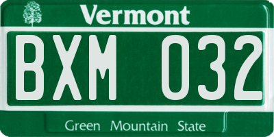 VT license plate BXM032