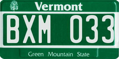 VT license plate BXM033