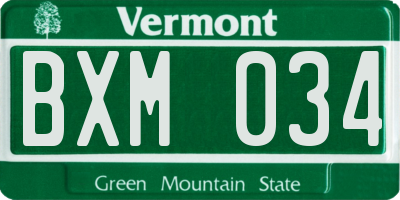 VT license plate BXM034