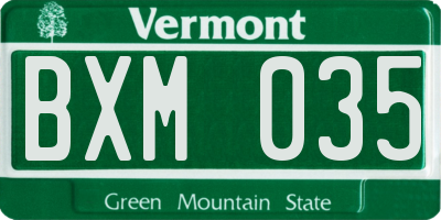 VT license plate BXM035