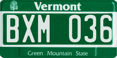 VT license plate BXM036