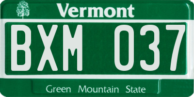 VT license plate BXM037