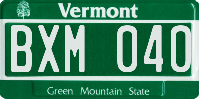 VT license plate BXM040