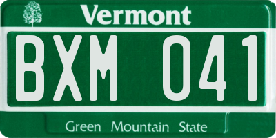 VT license plate BXM041