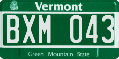 VT license plate BXM043