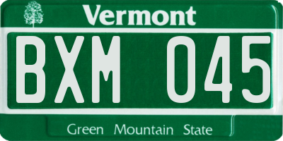 VT license plate BXM045
