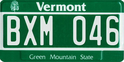 VT license plate BXM046