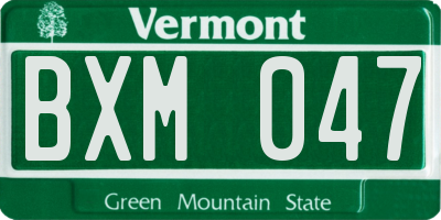 VT license plate BXM047