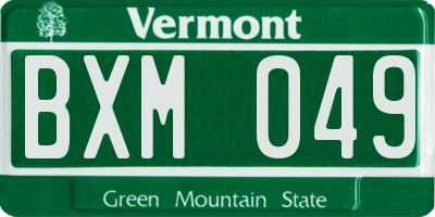 VT license plate BXM049