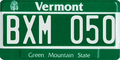 VT license plate BXM050