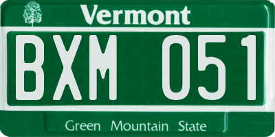 VT license plate BXM051
