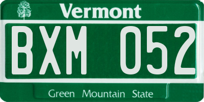 VT license plate BXM052