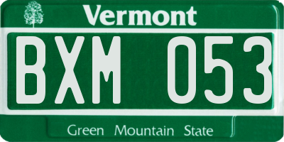 VT license plate BXM053