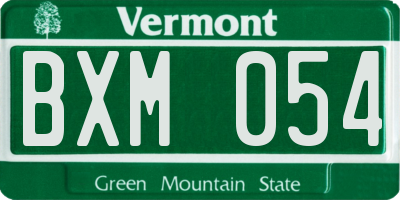VT license plate BXM054
