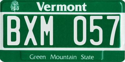 VT license plate BXM057