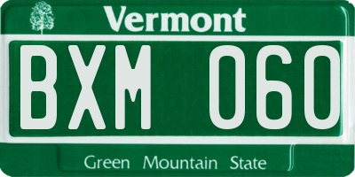 VT license plate BXM060
