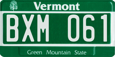 VT license plate BXM061