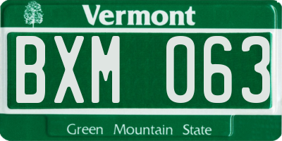 VT license plate BXM063