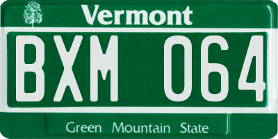 VT license plate BXM064