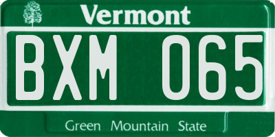 VT license plate BXM065