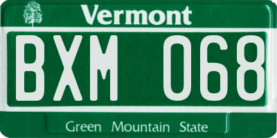 VT license plate BXM068