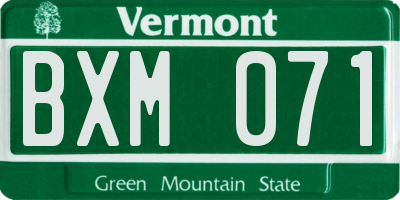VT license plate BXM071