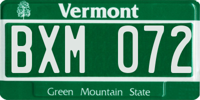 VT license plate BXM072