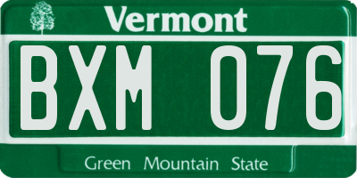 VT license plate BXM076
