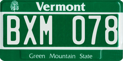 VT license plate BXM078