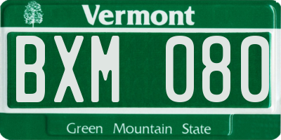 VT license plate BXM080