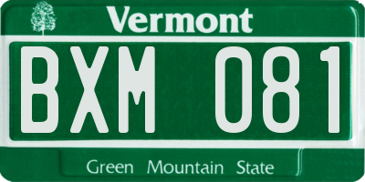 VT license plate BXM081