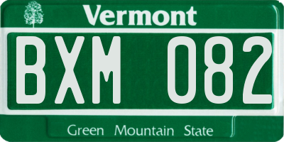 VT license plate BXM082