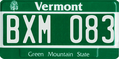 VT license plate BXM083