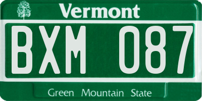 VT license plate BXM087