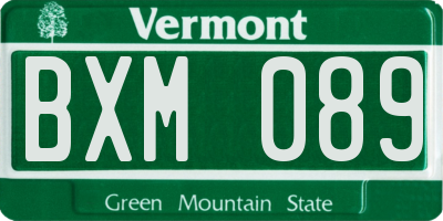 VT license plate BXM089