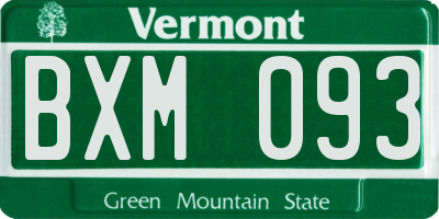 VT license plate BXM093