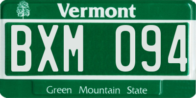 VT license plate BXM094
