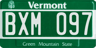 VT license plate BXM097