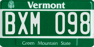 VT license plate BXM098