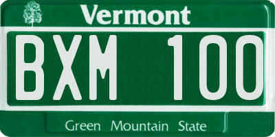 VT license plate BXM100