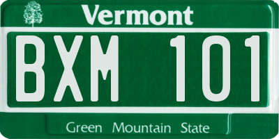 VT license plate BXM101