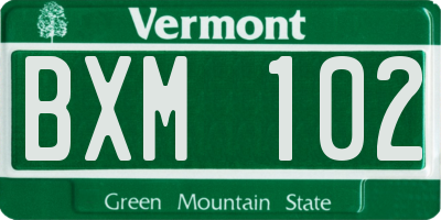 VT license plate BXM102