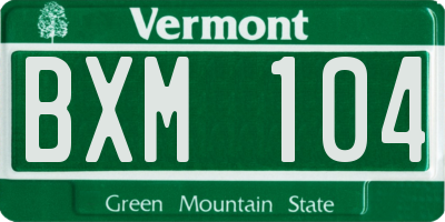 VT license plate BXM104