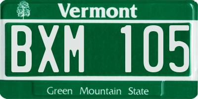 VT license plate BXM105